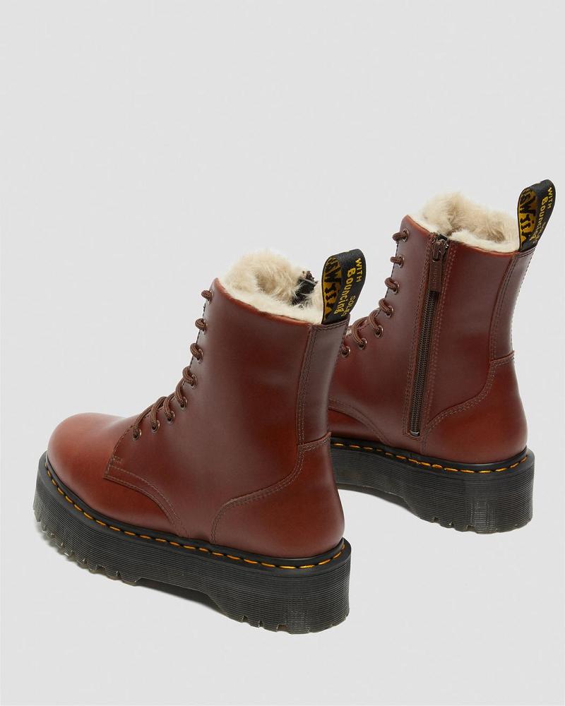 Men's Dr Martens Jadon Faux Fur Lined Platform Boots Brown | AU 553YXF